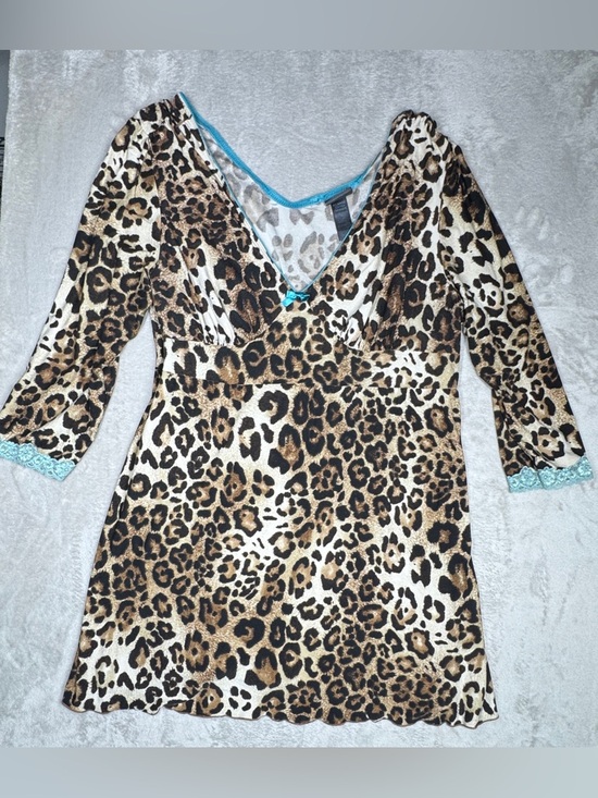 Bisou Bisou Other - Bisou Bisou Intimates Babydoll Leopard Animal Print Mini Nightgown Dress Size XL